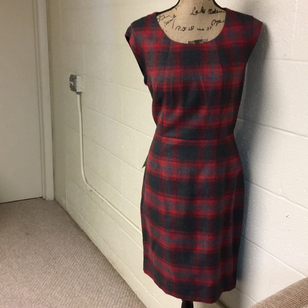 NWT - Red & Gray plaid dress - Meas. 36”L x 17 W.